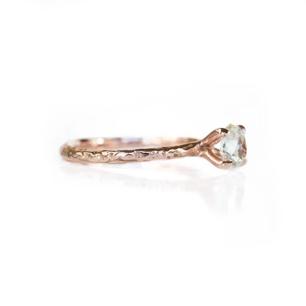 0.78ct GIA Antique Old Mine Cut Diamond in Rose Gold Evergreen Solitaire
