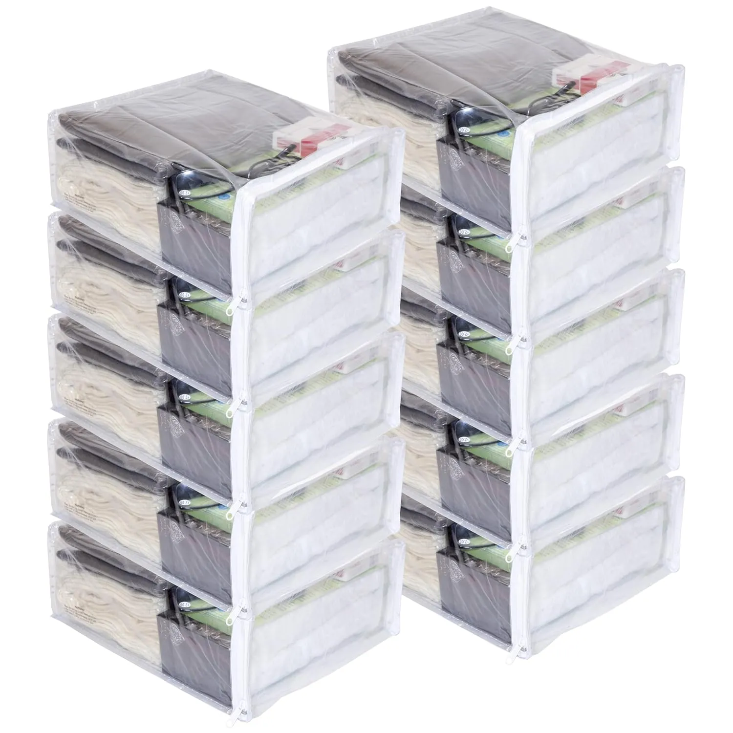 10-Pack Clear Vinyl Zippered Storage Bags 9 X 11 X 4 Inch