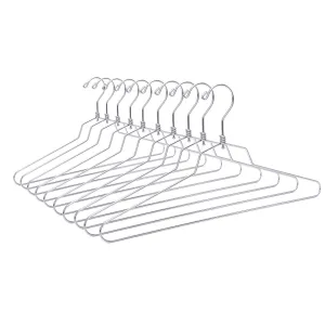 10 Quality Metal Hangers, Swivel Hook, Stainless Steel Heavy Duty Wire Clothes H