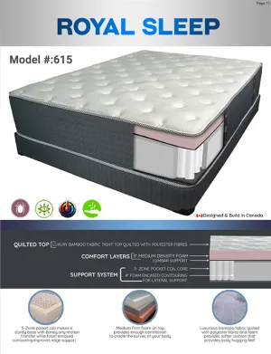 14" Pocket Coil, Latex Foam Topper Mattress- Firm- Model Royal Sleep