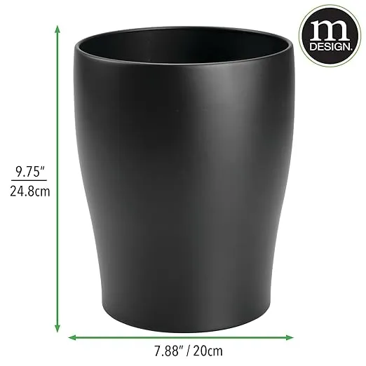 1.67-Gallon Steel Trash Can - Small Round Wastebasket, Black