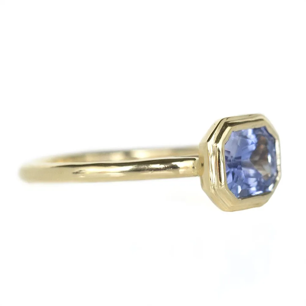 1.87ct Radiant Purple Sapphire in Double Framed Bezel In 14k Yellow Gold
