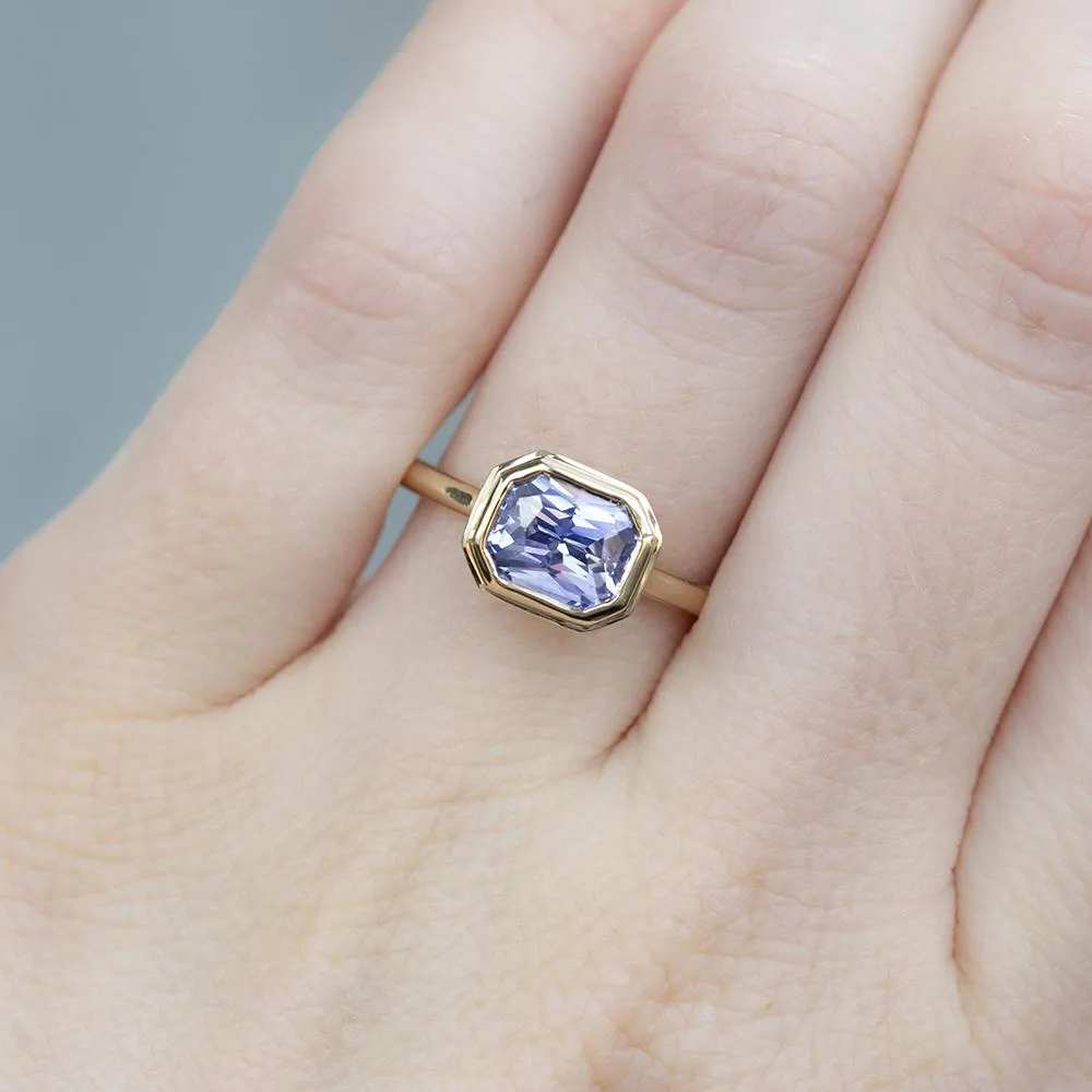 1.87ct Radiant Purple Sapphire in Double Framed Bezel In 14k Yellow Gold