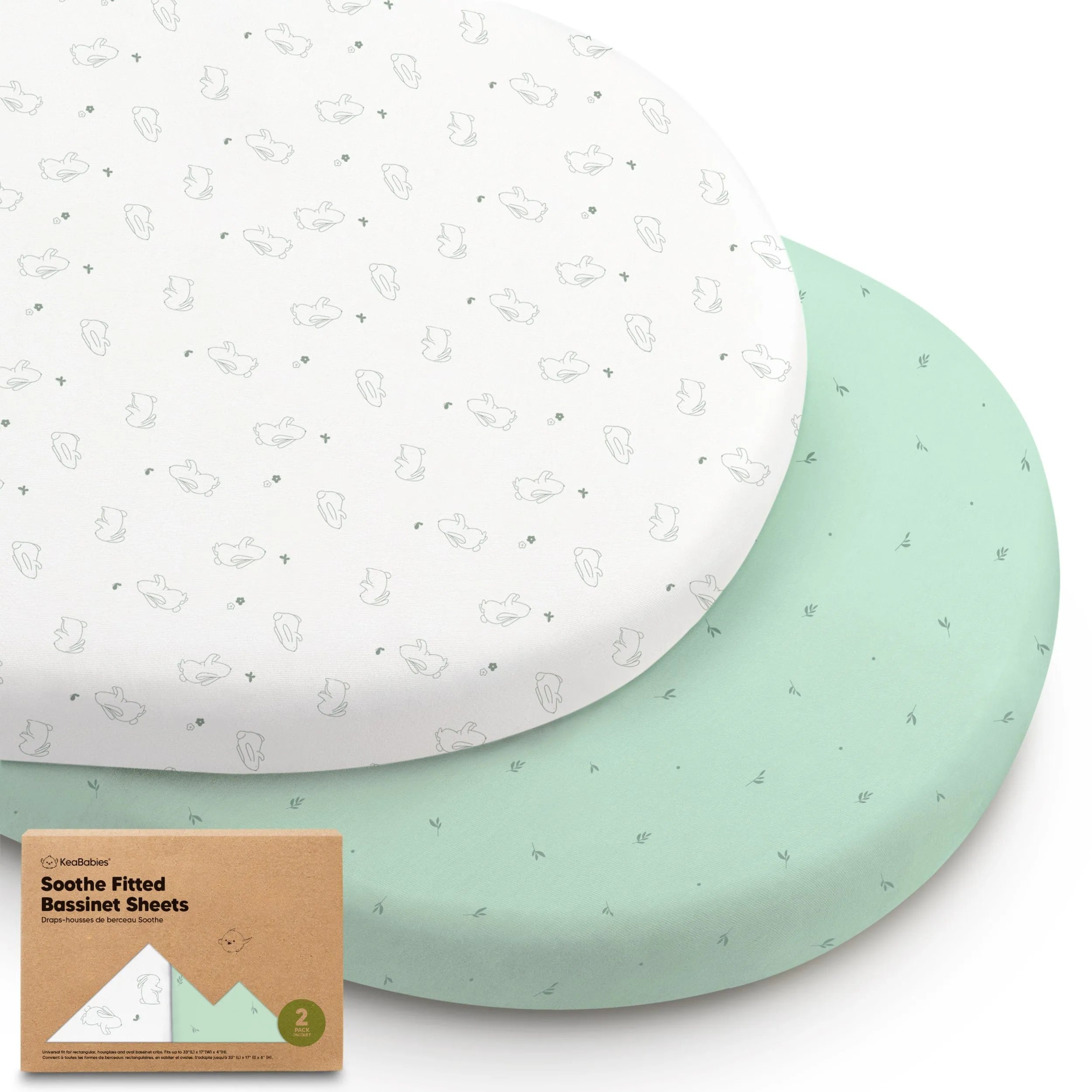 2-Pack Soothe Fitted Bassinet Sheets (Bunnies)