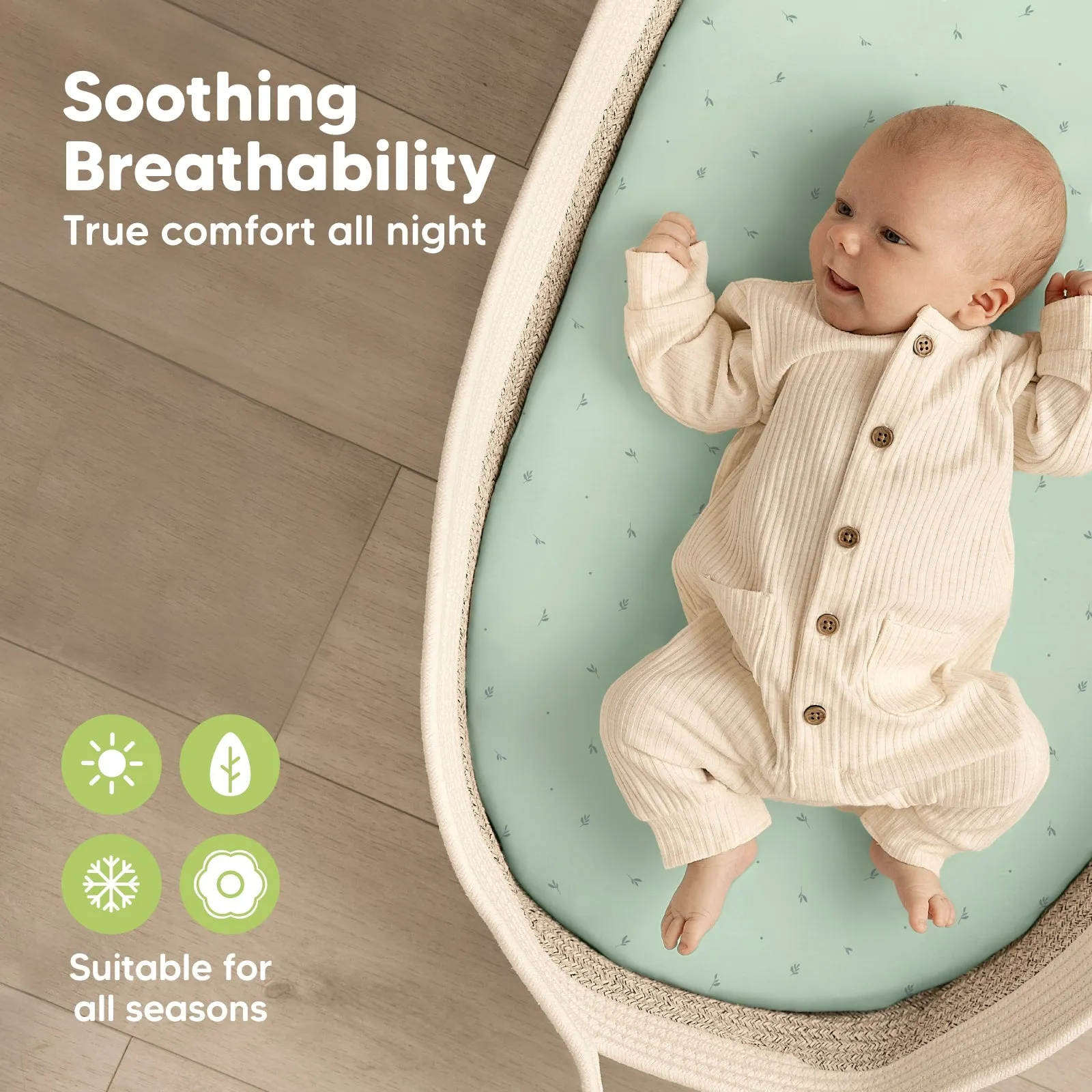 2-Pack Soothe Fitted Bassinet Sheets (Bunnies)