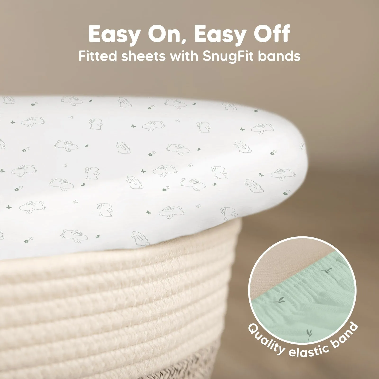 2-Pack Soothe Fitted Bassinet Sheets (Bunnies)