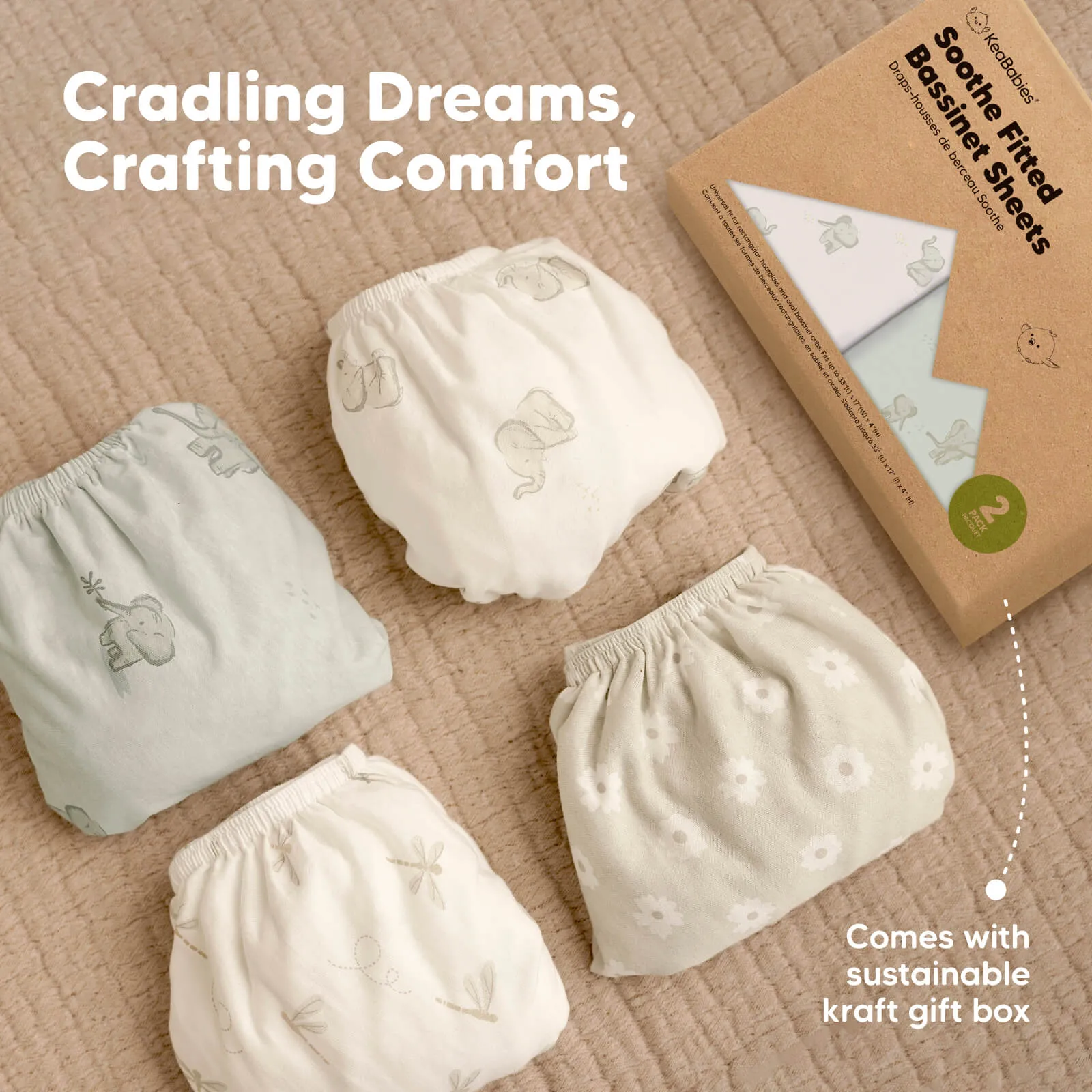 2-Pack Soothe Fitted Bassinet Sheets (Dreamland)