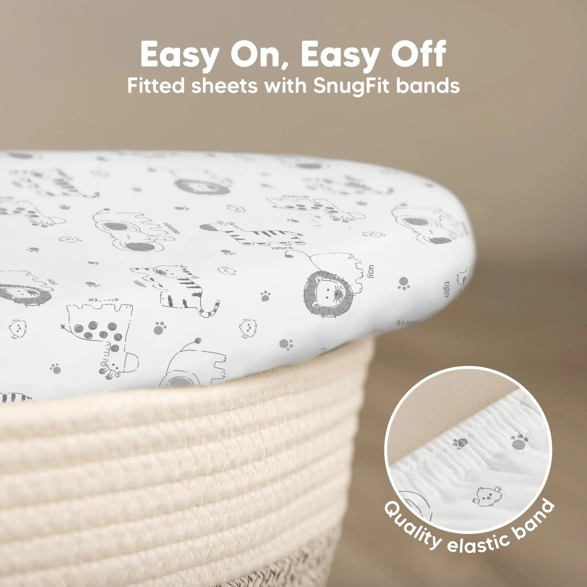 2-Pack Soothe Fitted Bassinet Sheets (KeaSafari)