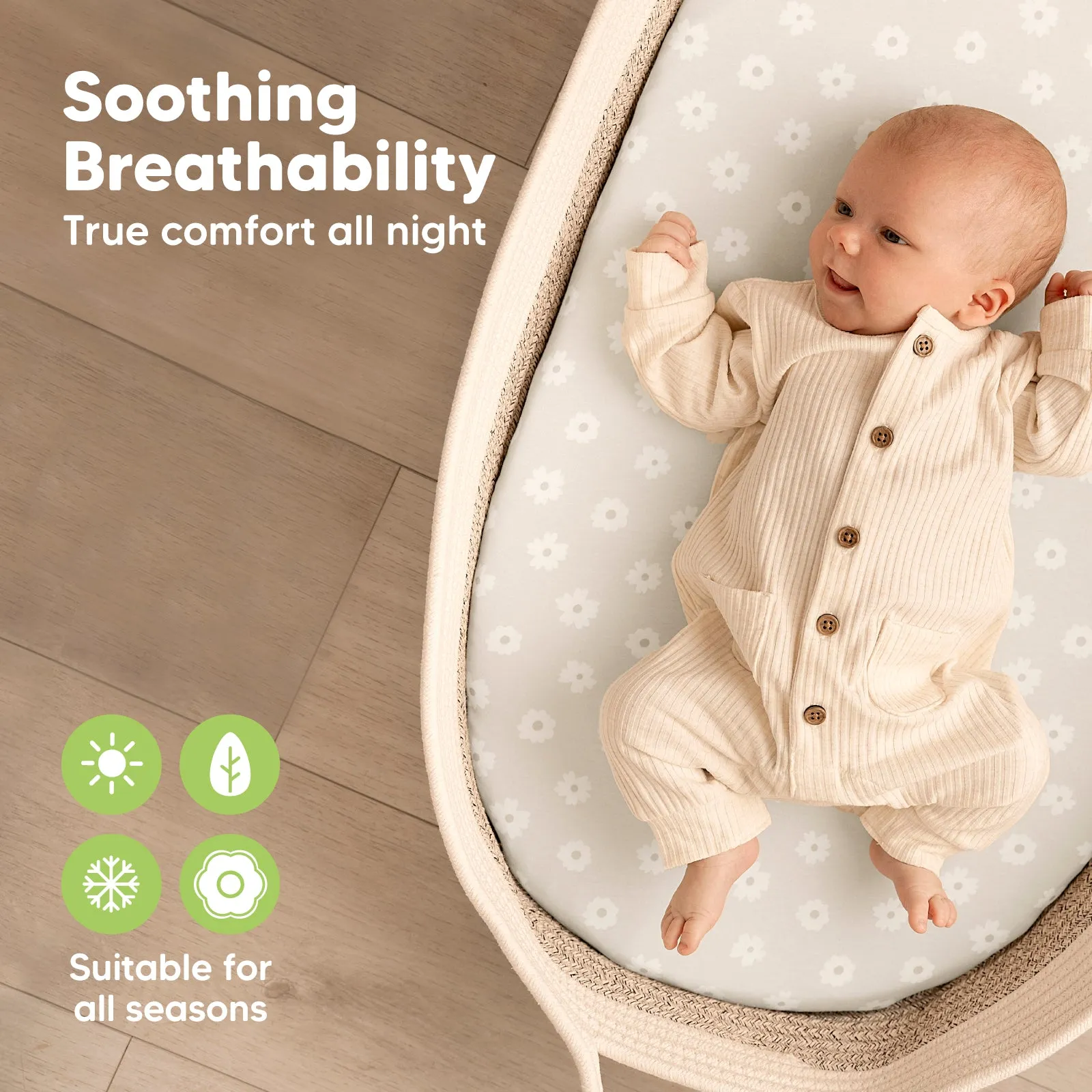 2-Pack Soothe Fitted Bassinet Sheets (Meadow)