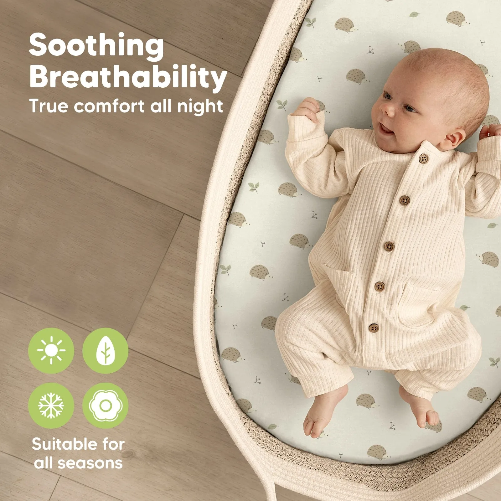 2-Pack Soothe Fitted Bassinet Sheets (Nibbles/Bruce)