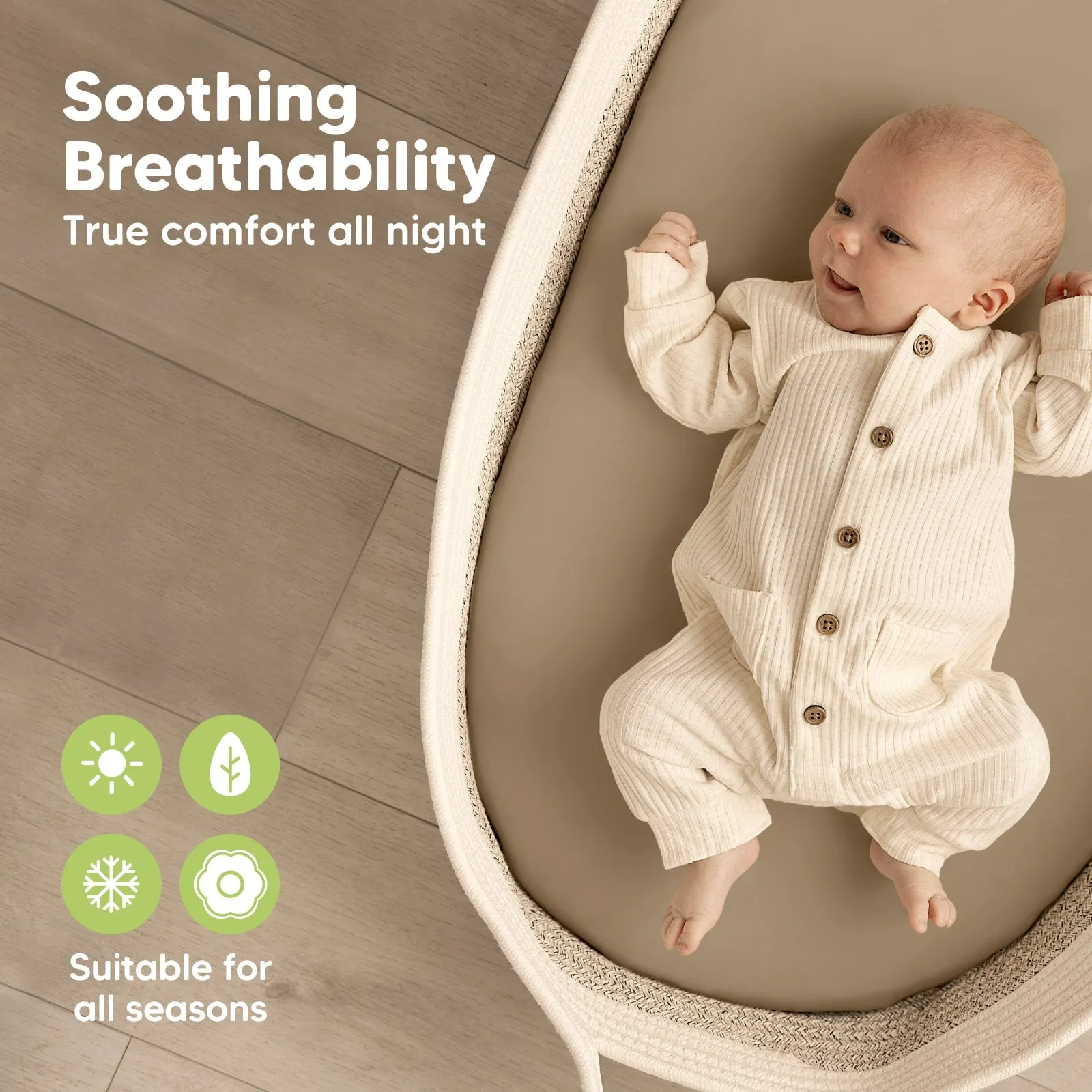 2-Pack Soothe Fitted Bassinet Sheets (Pecan)