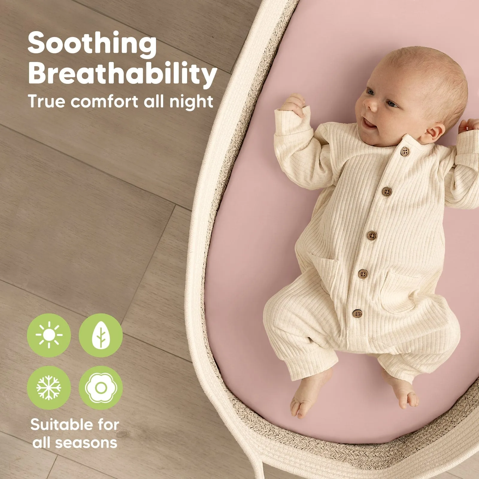 2-Pack Soothe Fitted Bassinet Sheets (Rose)