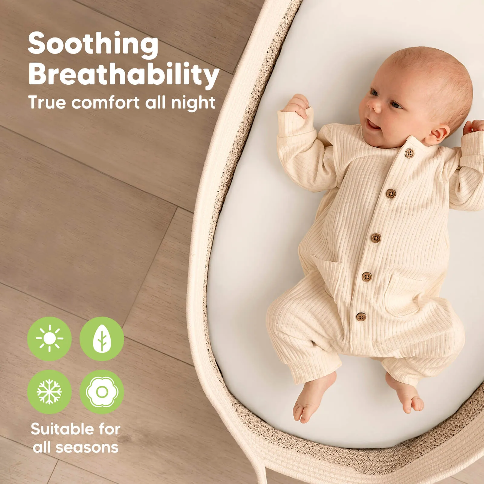 2-Pack Soothe Fitted Bassinet Sheets (Soft White)