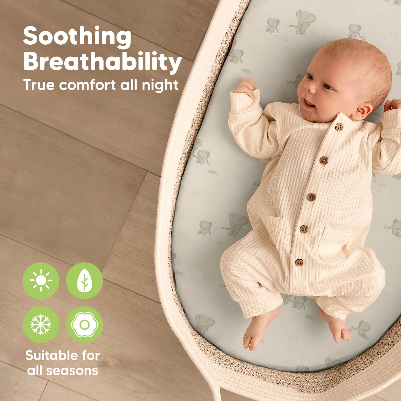 2-Pack Soothe Fitted Bassinet Sheets