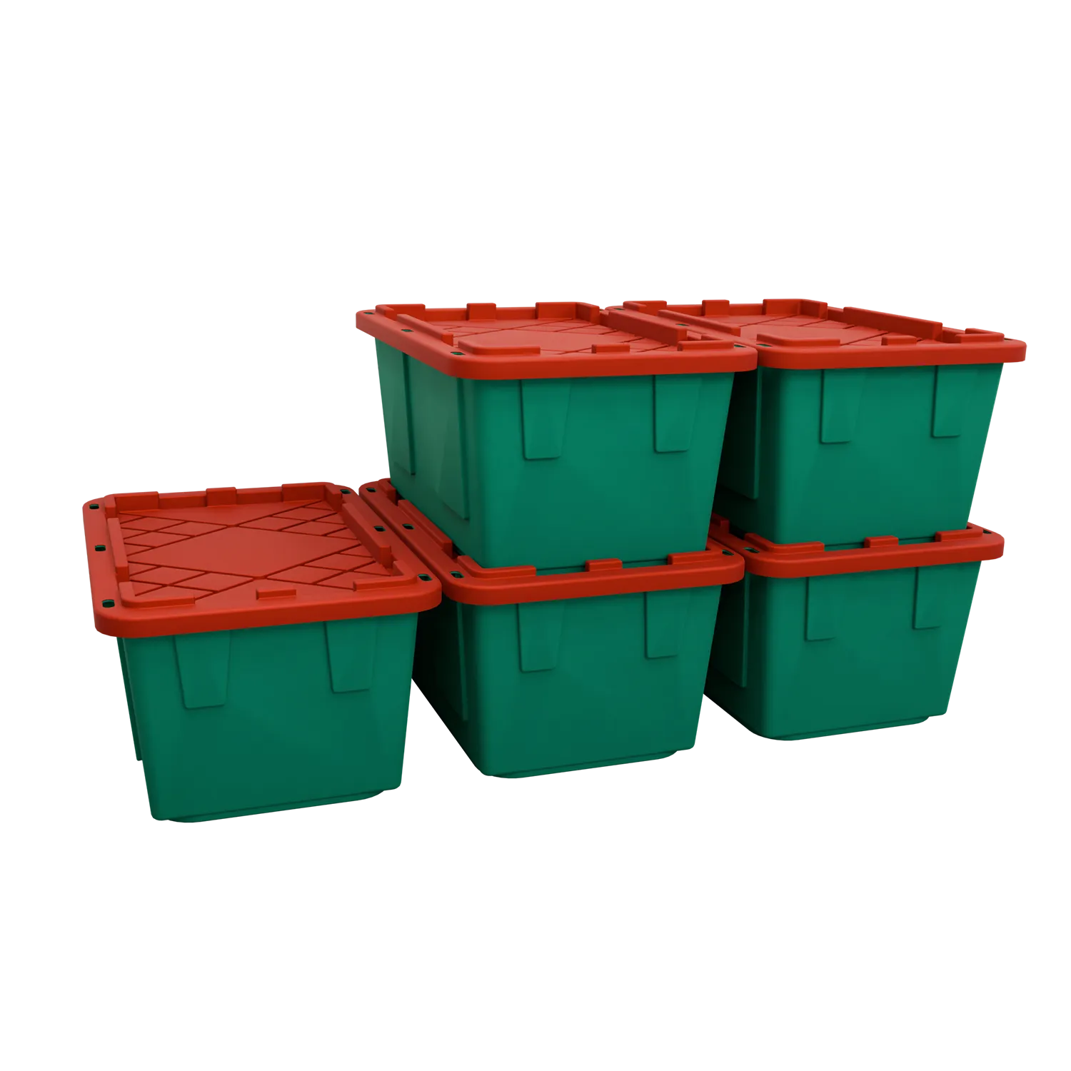 27 Gallon Christmas Storage Bins - Green and Red - Set of 5
