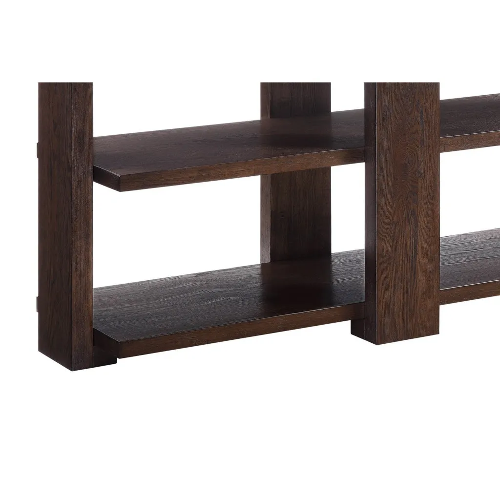52" Rectangular Sofa Table with 2 Display Shelves, Brown By Casagear Home