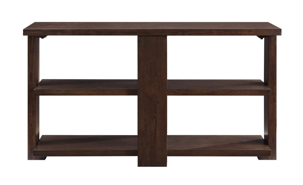 52" Rectangular Sofa Table with 2 Display Shelves, Brown By Casagear Home