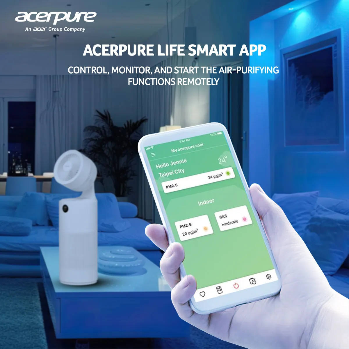 Acerpure Cool AC553-50W | 2-in-1 Air Circulator and Purifier | with 4 in 1 Hepa Filter (White)