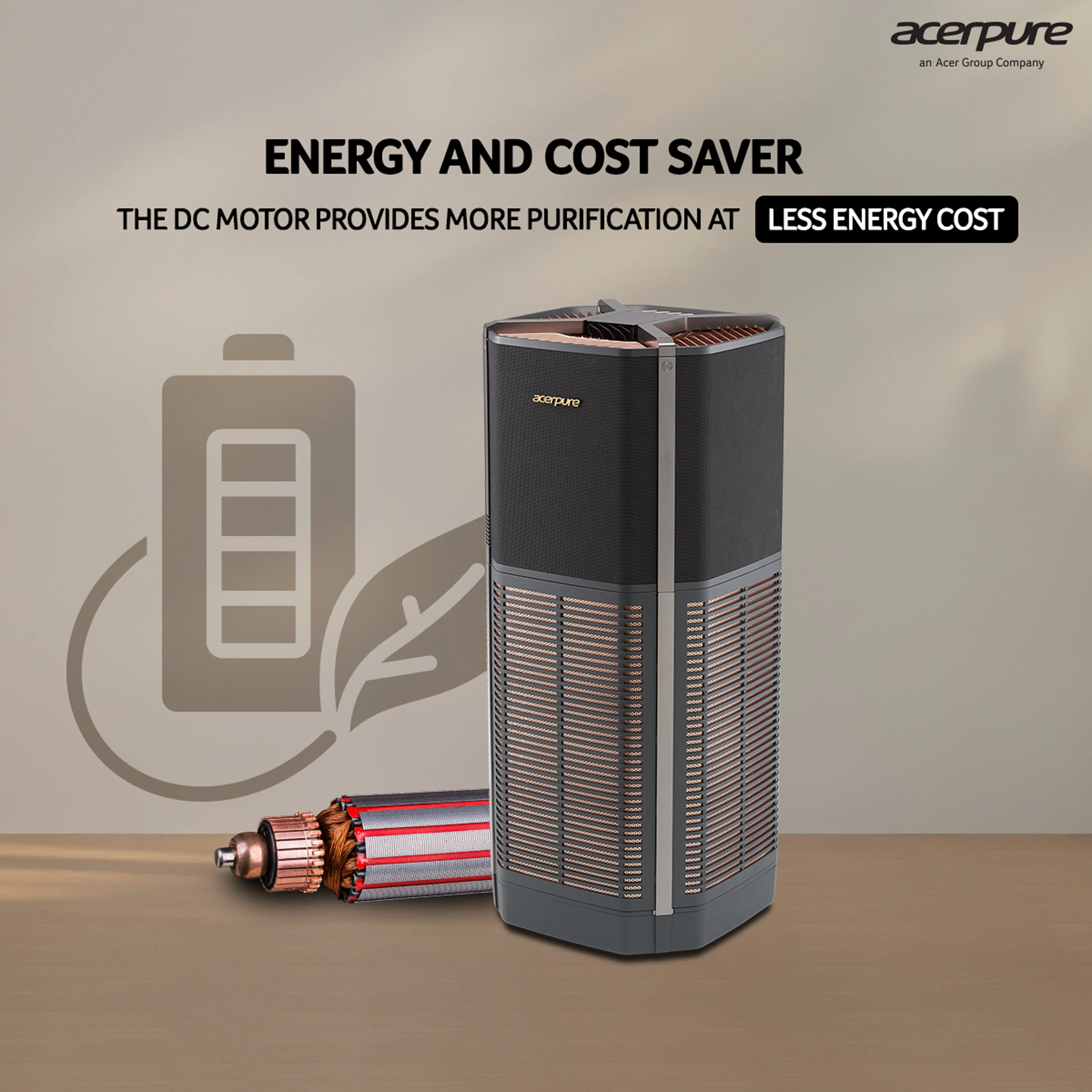 Acerpure Pro AP972-50B |UVC Air Purifier | with real time CO2 Monitoring |4-in-1 HEPA 13 Filter & UVC LED Sanitizer (Black)