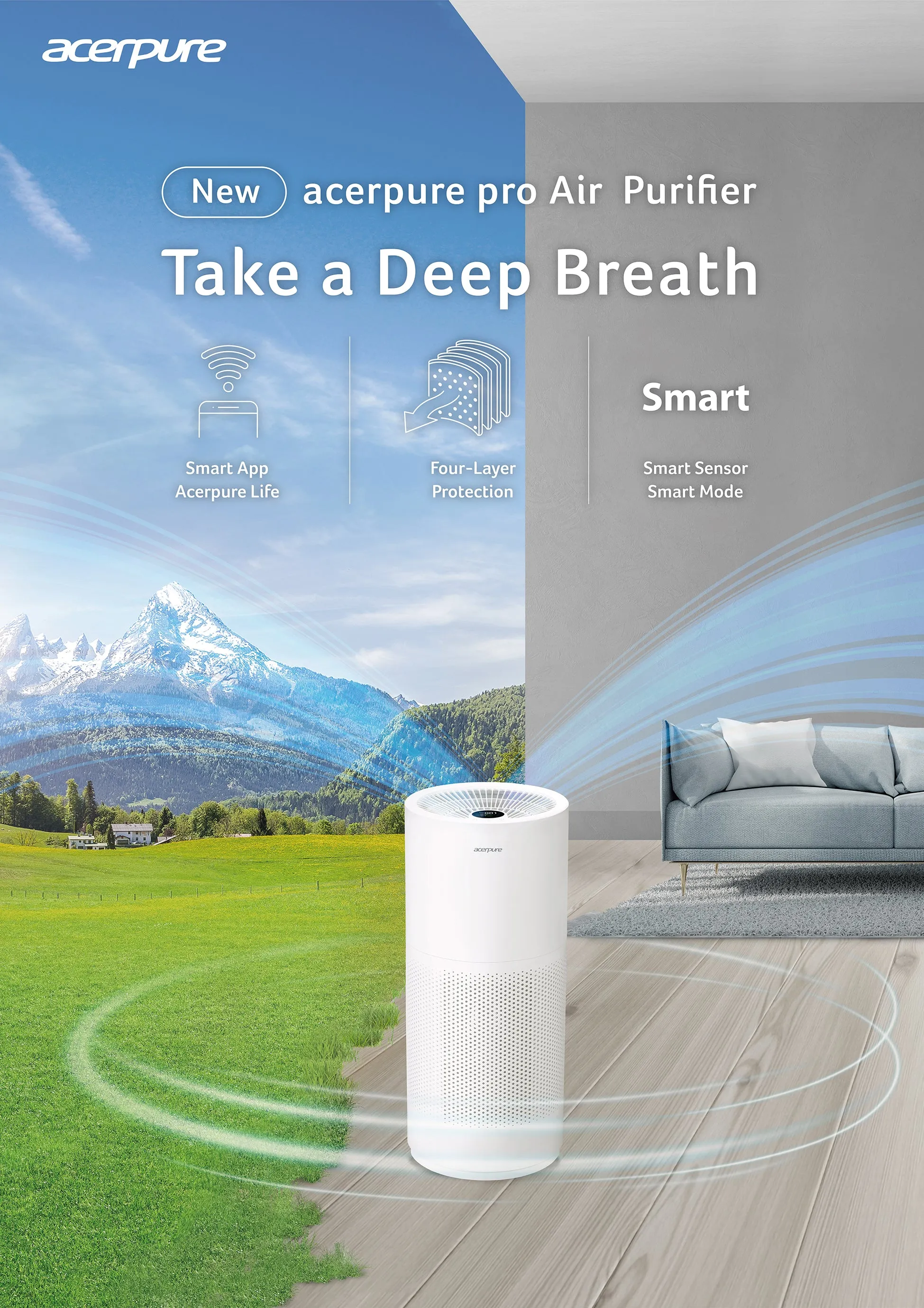 Acerpure  pro classic [ Acerpure Pro AP551-50W | 4 in 1 HEPA Filter| Touch Panel with Smart APP & AQI dipplay