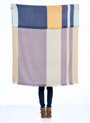 Alpaca Throw Blanket Reversible- Indigo Gold
