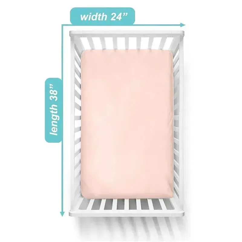 American Baby - Fitted Mini Crib Sheet 24 x 38, 100% Cotton Jersey Portable Sheet, Blush