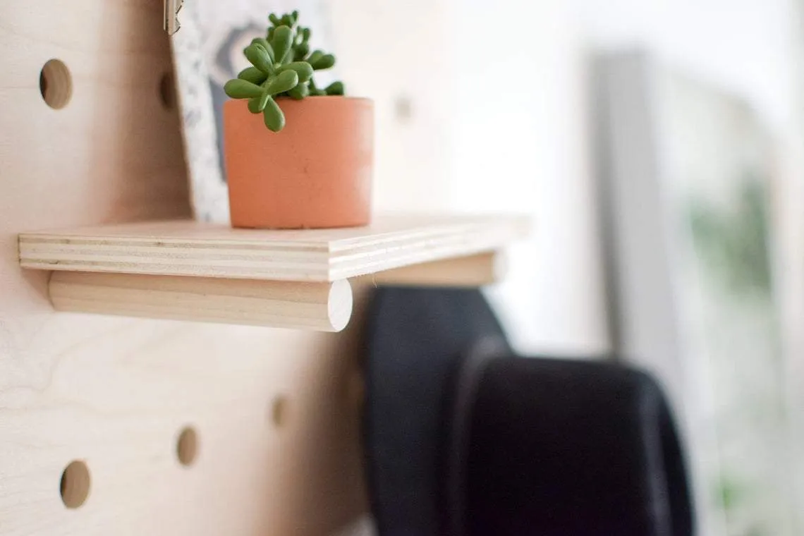 American-Elm Display Birch Plywood Pegboard for Shelving/Display Unit/Shop Display/Wall Shelves (60x60 cm)