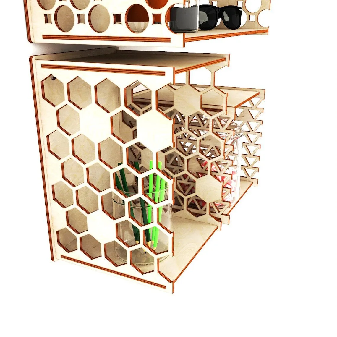 AmericanElm Wooden Wall Mounted Racks, Organizer, Shelf for Kitchen Storage Boxes