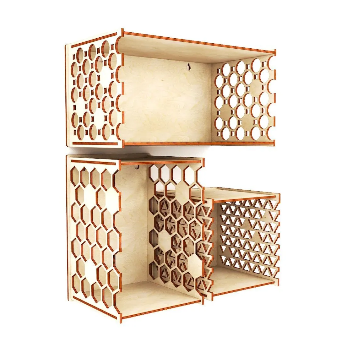 AmericanElm Wooden Wall Mounted Racks, Organizer, Shelf for Kitchen Storage Boxes
