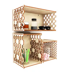 AmericanElm Wooden Wall Mounted Racks, Organizer, Shelf for Kitchen Storage Boxes