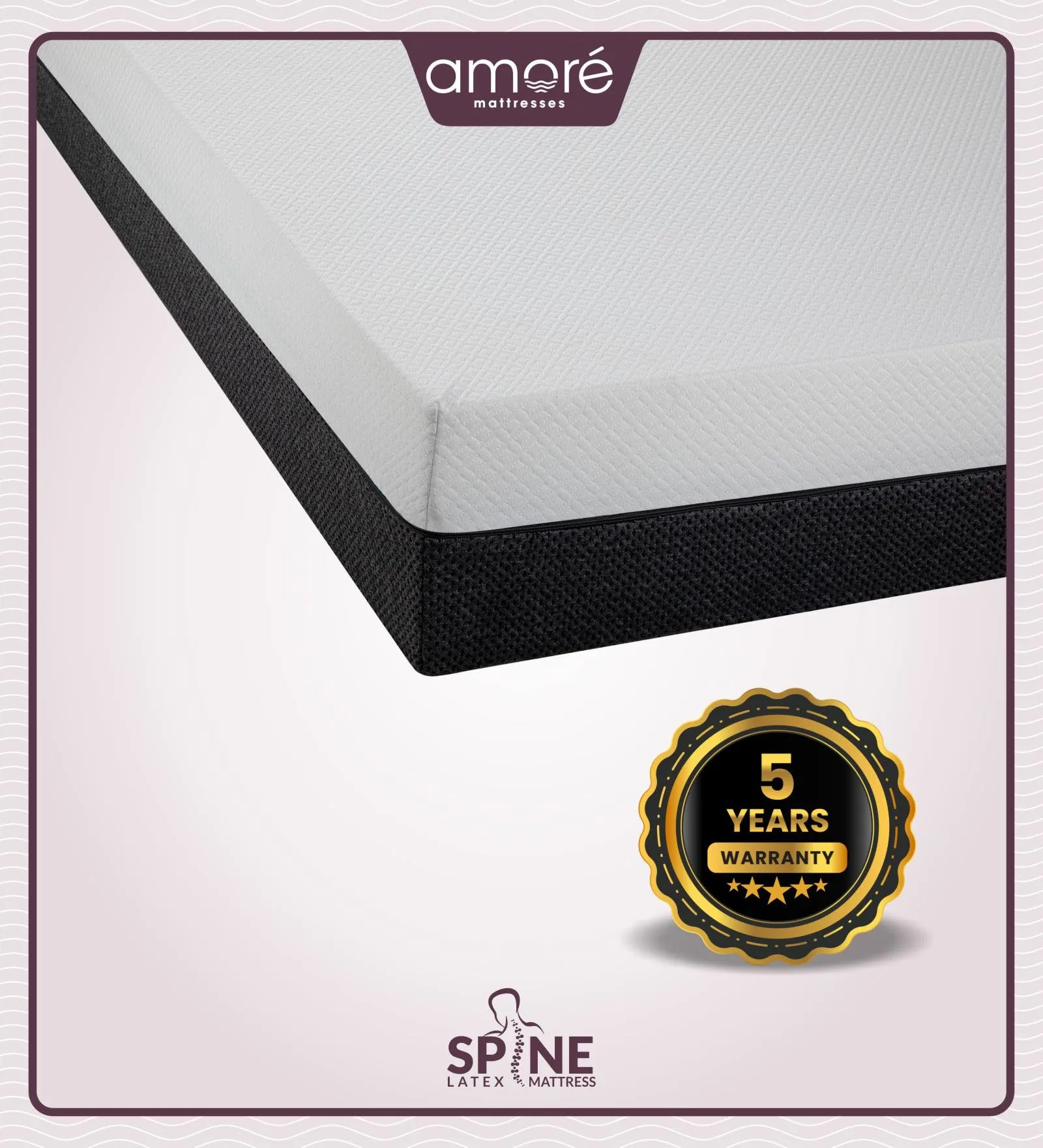 Amore Spine 100% Natural Pincore Latex & Green Tea Foam Orthopedic Mattress || 8 inch Bed Mattress || 72x36x8(Single Size)