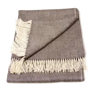 Baby Alpaca Geometric Throw Blanket in Brown & Cream