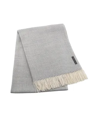 Baby Alpaca Geometric Throw Blanket - Silver & Cream