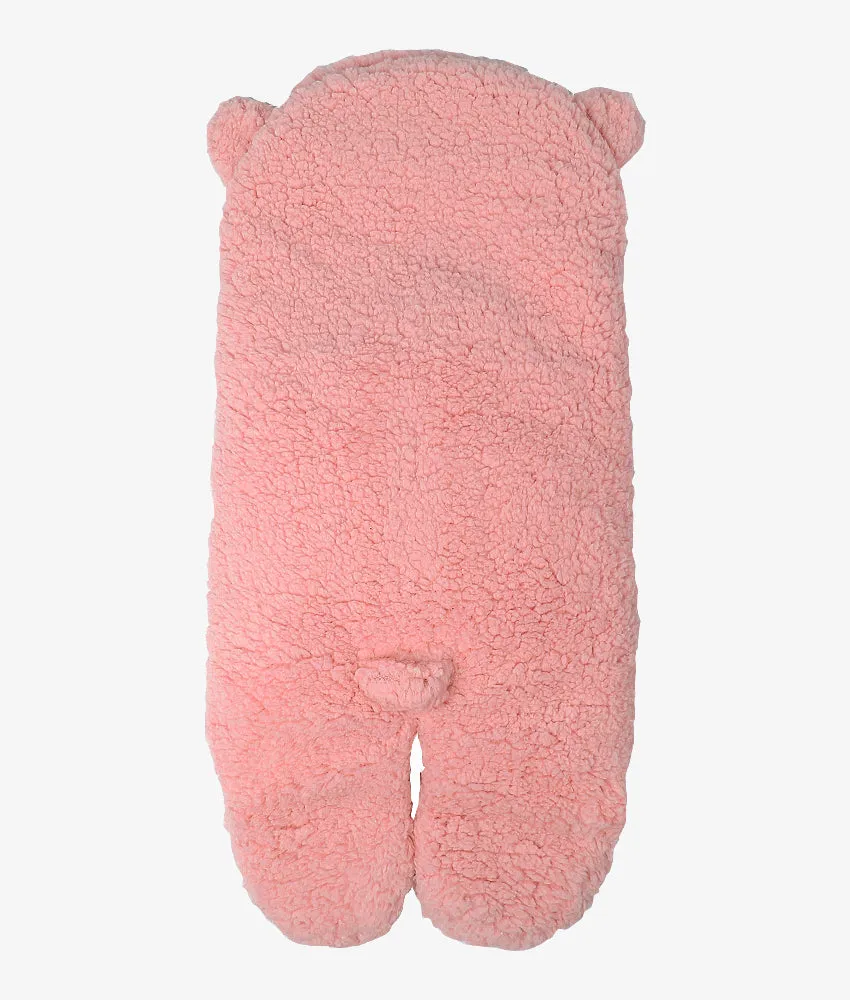 Baby Bear Hooded Blanket - Pink