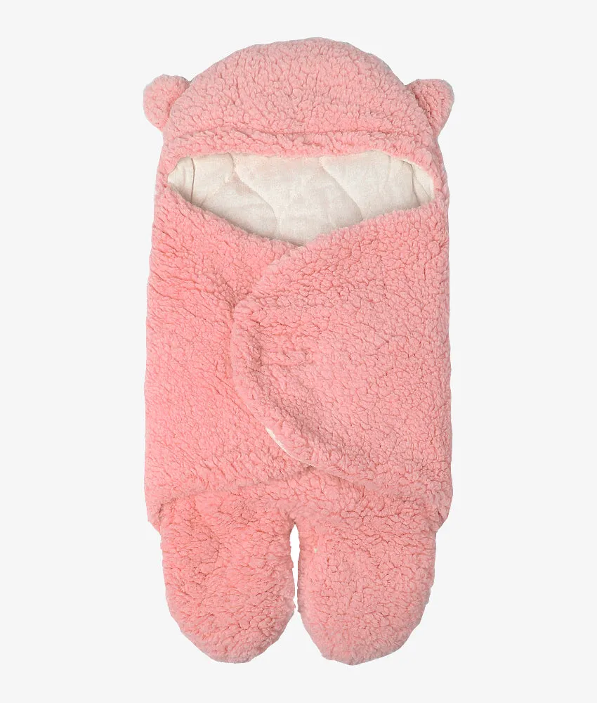 Baby Bear Hooded Blanket - Pink