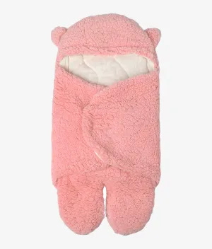 Baby Bear Hooded Blanket - Pink