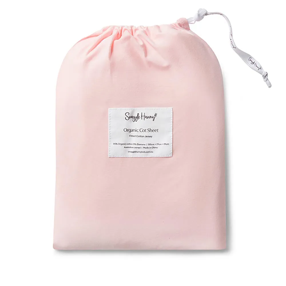 Baby Pink Organic Fitted Cot Sheet