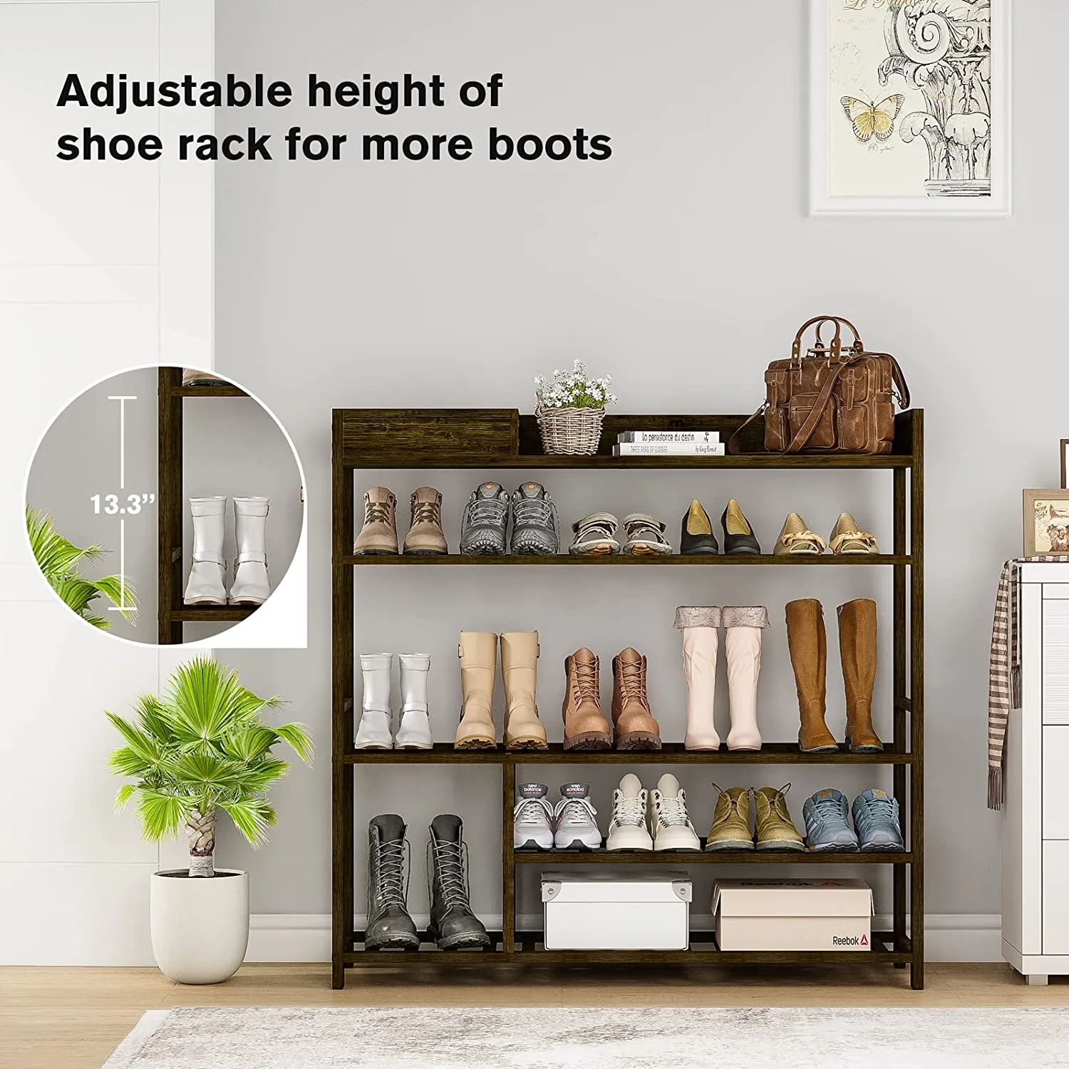Bamworld Shoe Rack Closet Organizer Entryway Shelf Solid Bamboo Wood