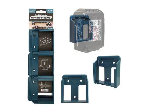 Battery Mount - StealthMounts Makita 18v LXT Battery Mounts (6 Pack), BM-MK18-BLU-6