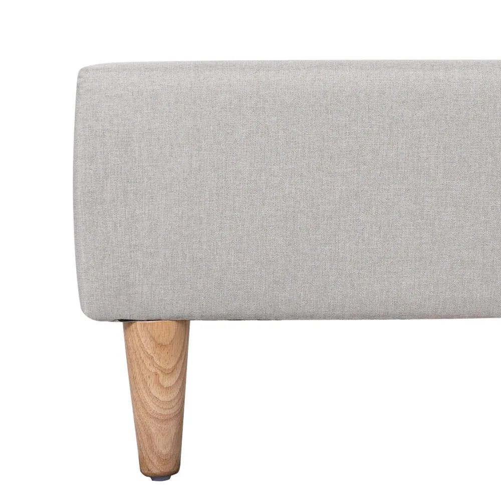 Beige Upholstered Queen Bed Frame with Wood Slats – Artiss
