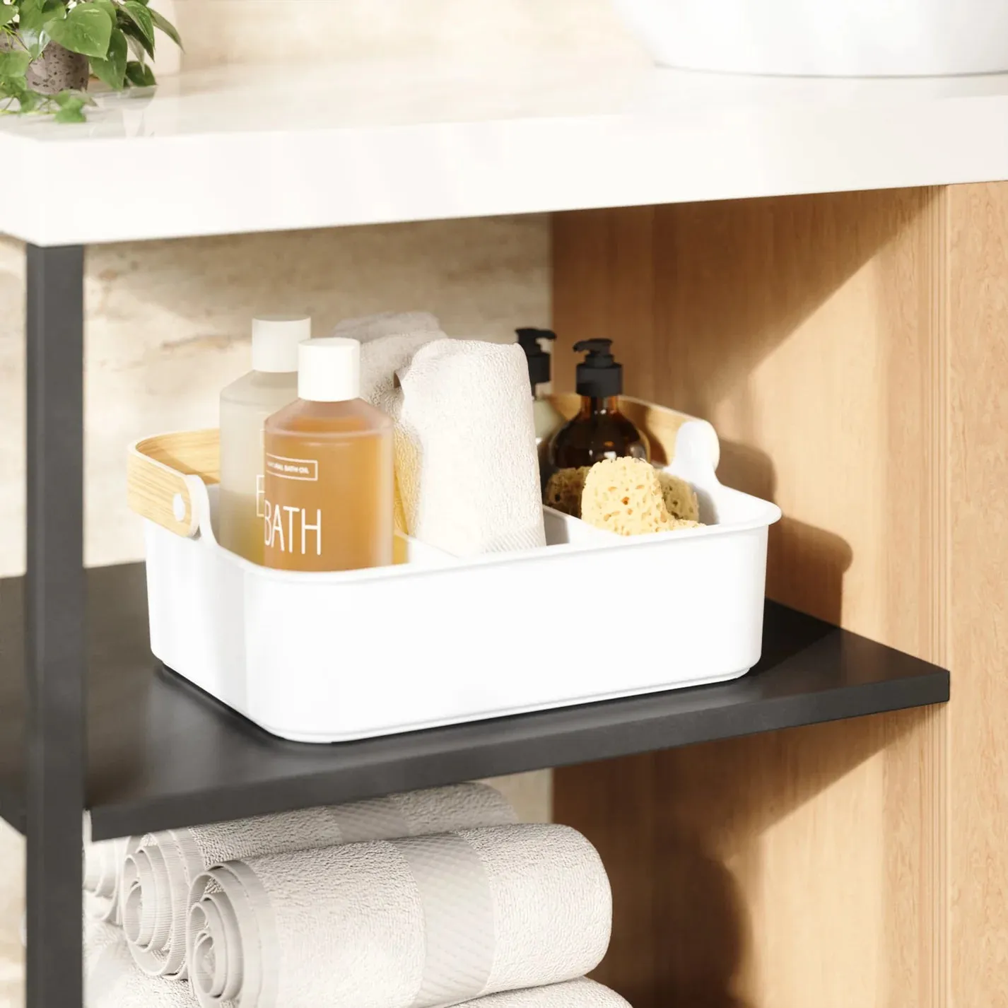 Bellwood Large Stackable Bin White/Natural