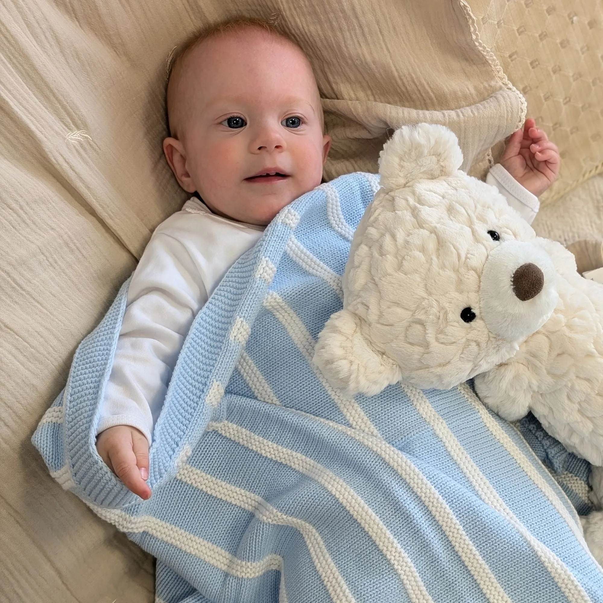 Blue and White Stripes Baby Blanket