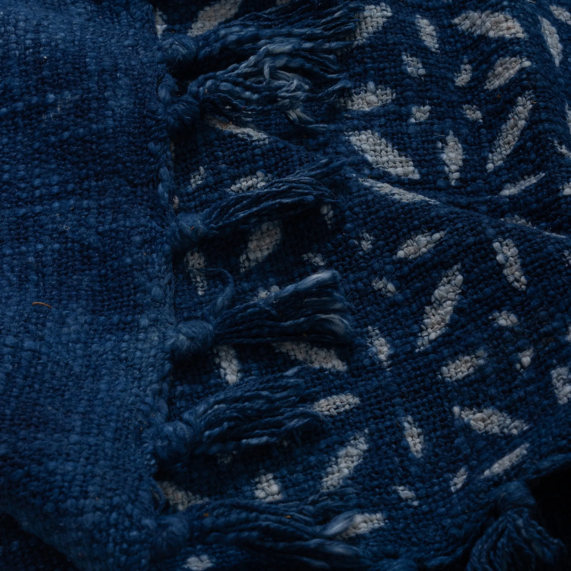 Blue Floral Cotton Block Print Throw For Home Decor