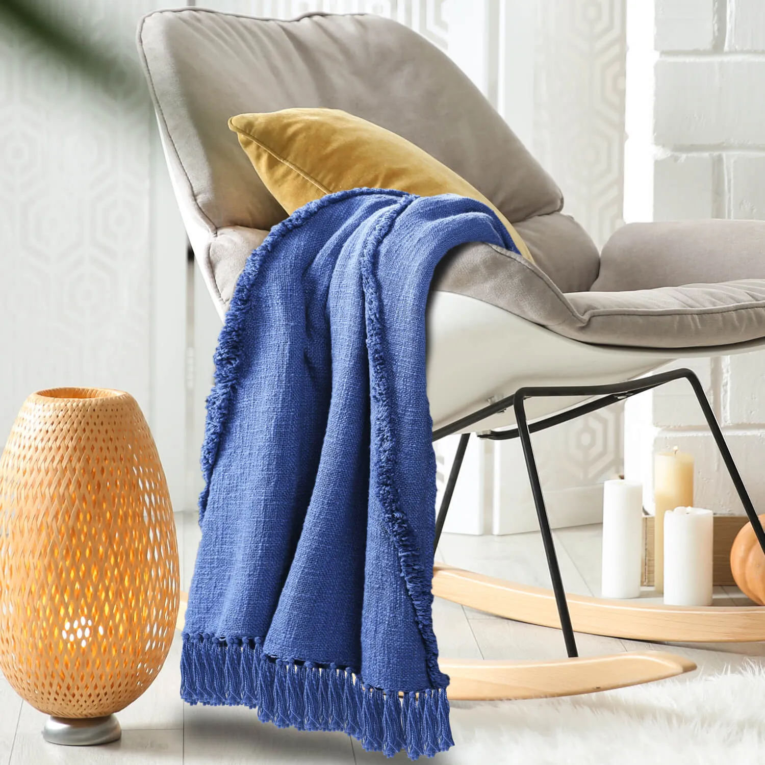Boho Diamond Tufted Throw Blanket
