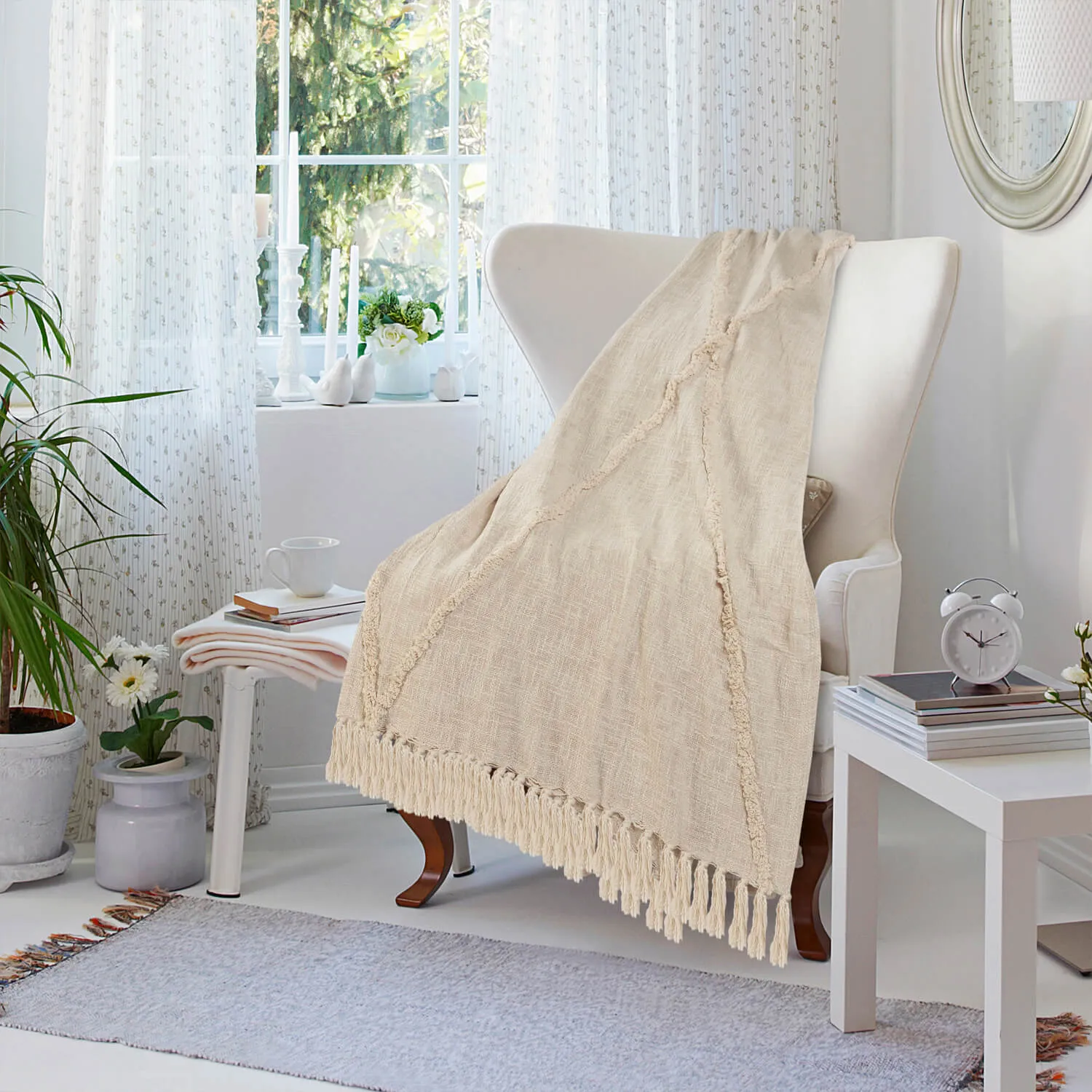 Boho Diamond Tufted Throw Blanket