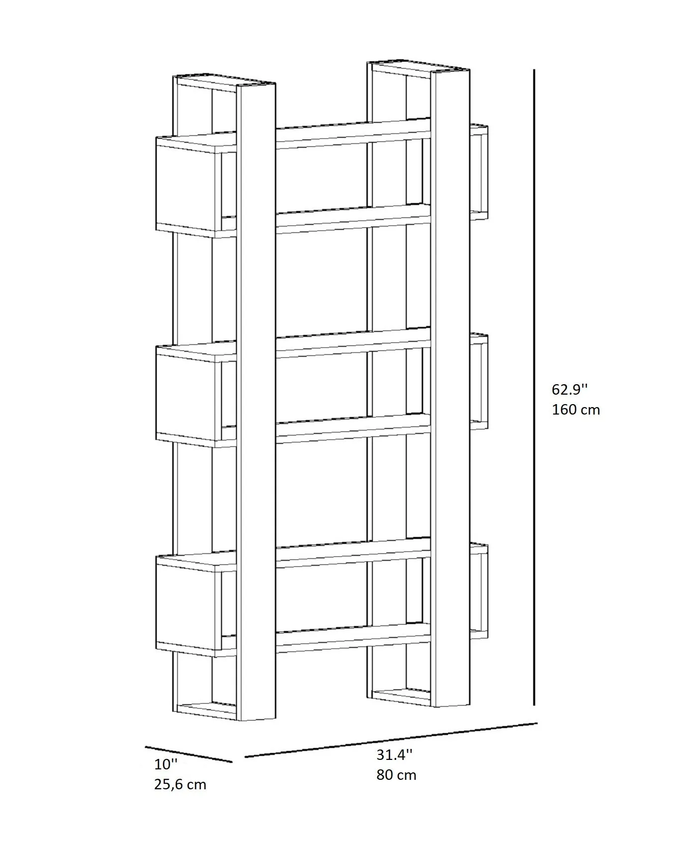 Bookcase with Geometric Shelves Ocean