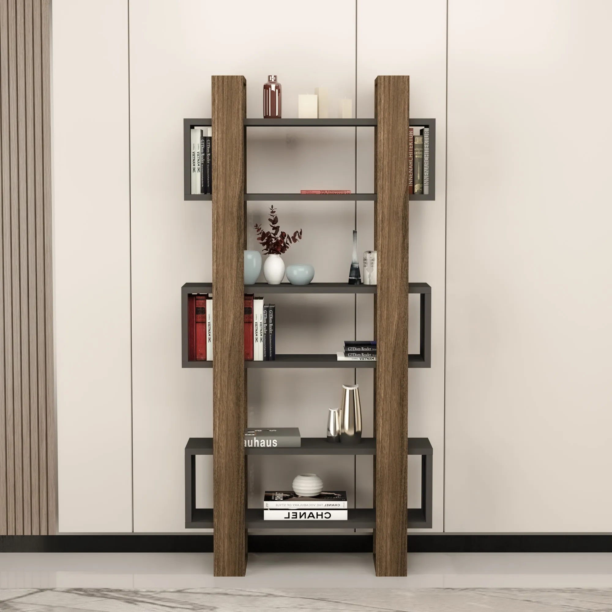 Bookcase with Geometric Shelves Ocean