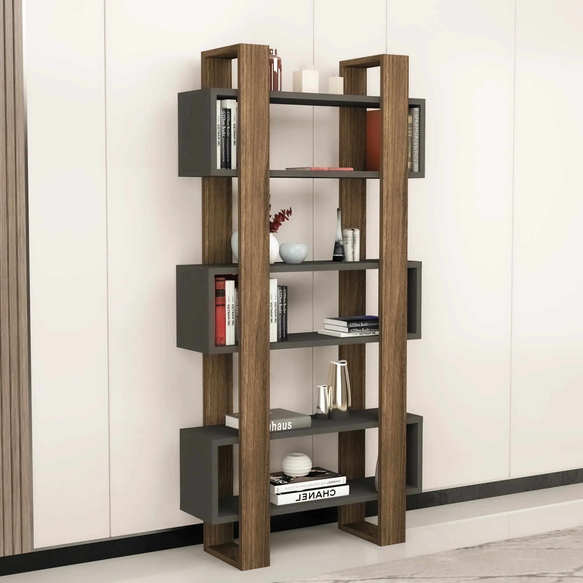 Bookcase with Geometric Shelves Ocean