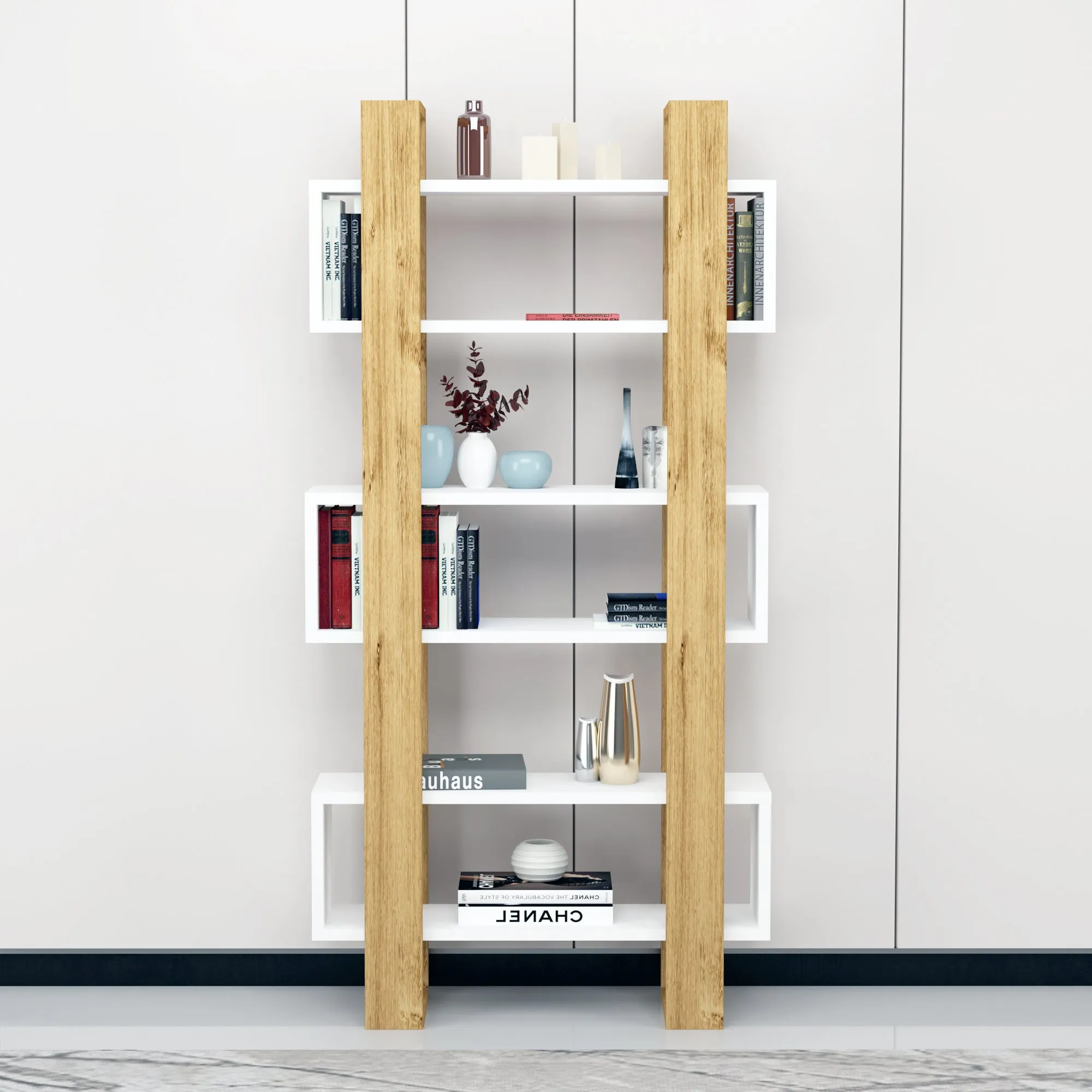 Bookcase with Geometric Shelves Ocean