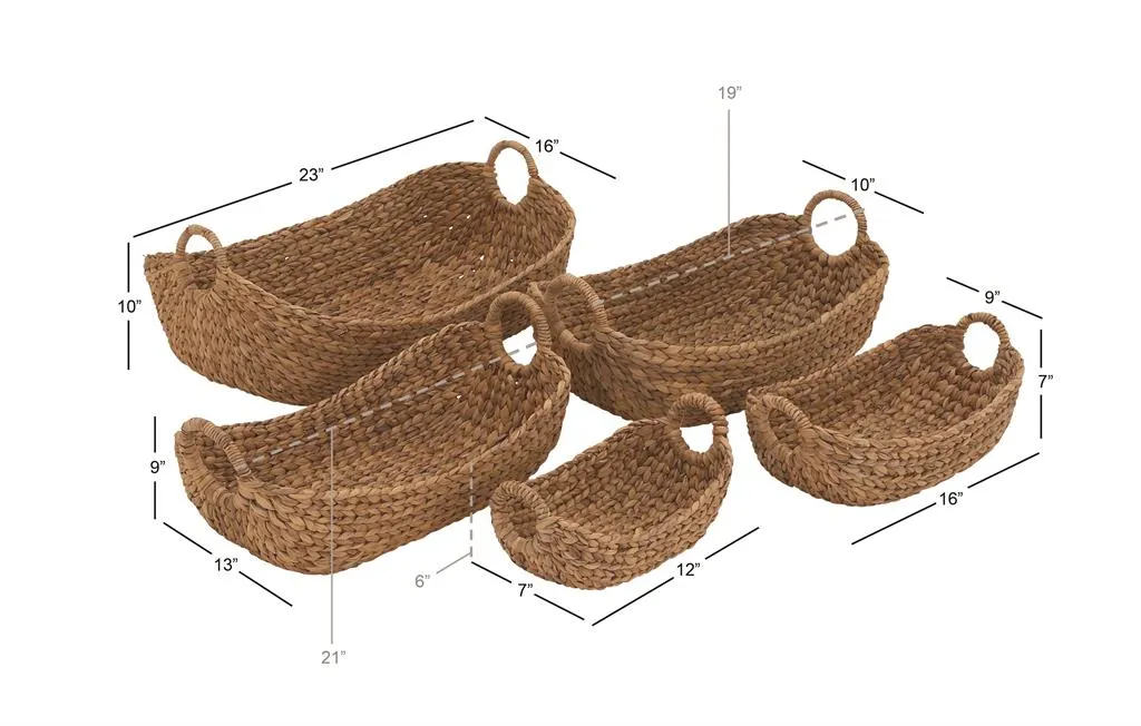 BROWN SEAGRASS HANDMADE STORAGE BASKET WITH METAL HANDLES,